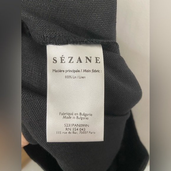 Sezane Jenson Linen Straight Leg Pants Black Size FR46/US 14 - Picture 5 of 8